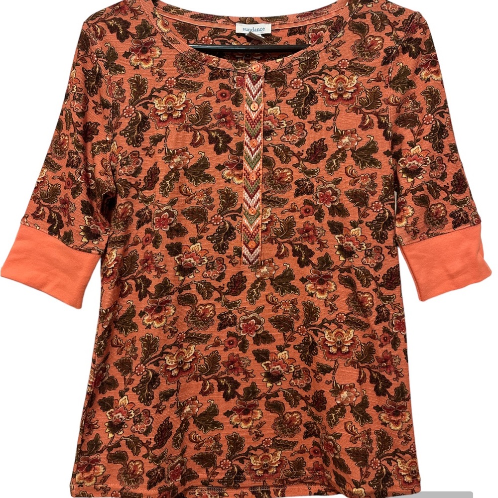 Sundance orange Henley shirt size XS
